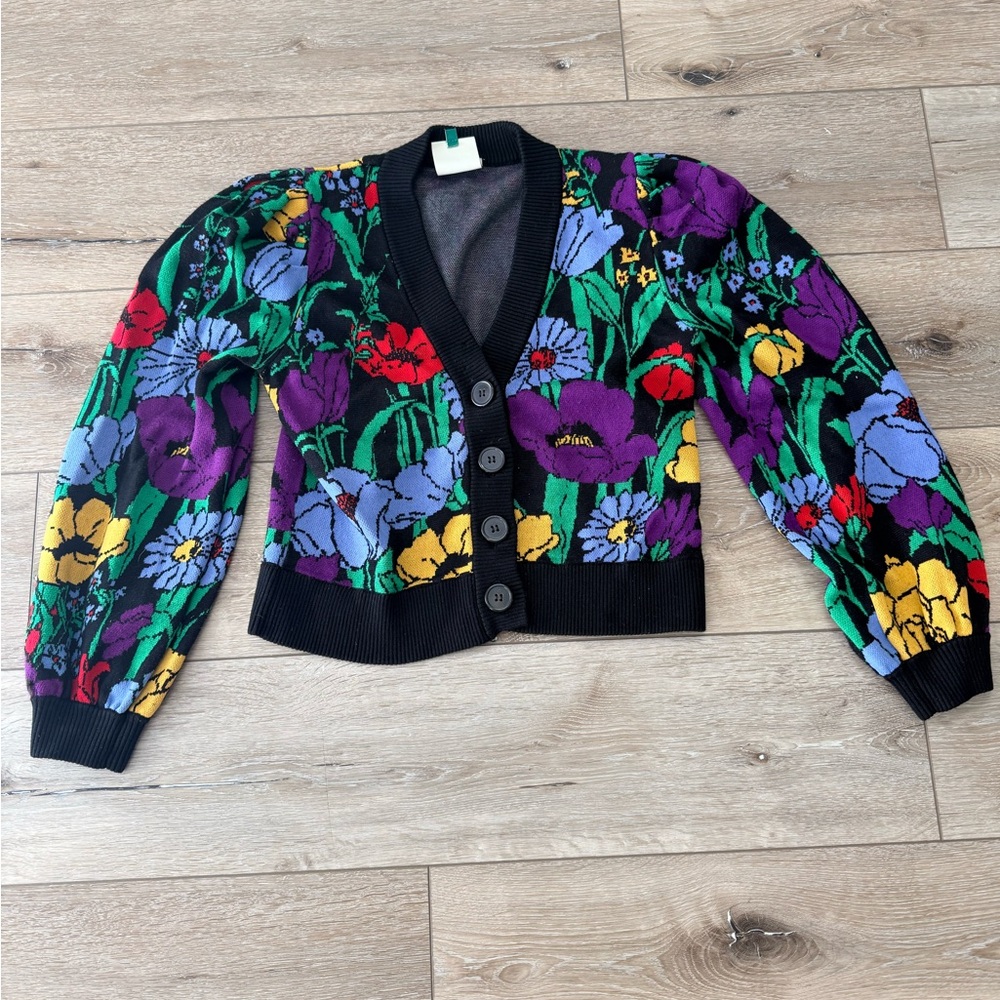 Farm Rio Black Bucolic Garden Knit Cardigan - Picture 4 of 9